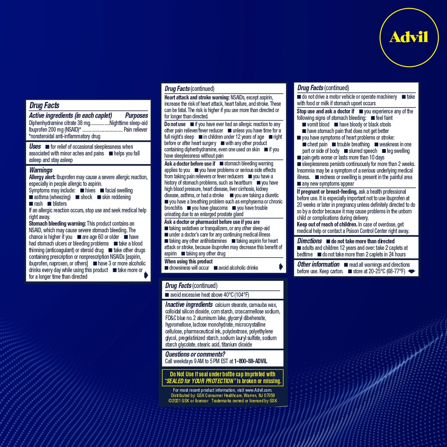 PM Sleep Aid Pain Relievers, Ibuprofen, Diphenhydramine, Coated Caplet, 20 Count