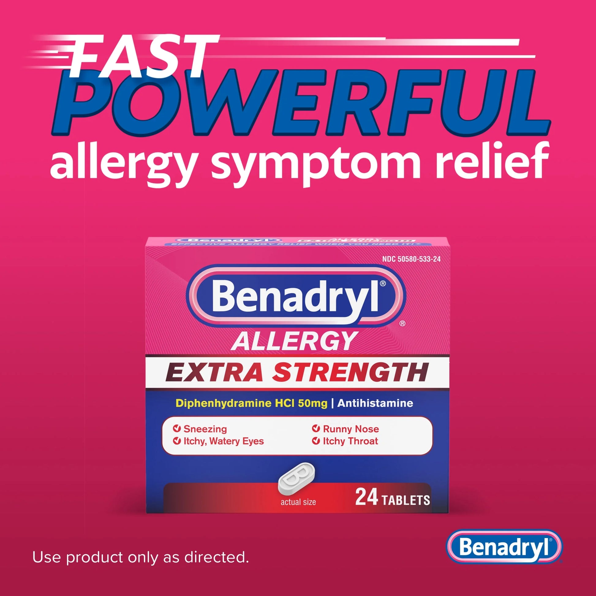 Extra Strength Relief Allergy Tablets, 50 Mg Diphenhydramine Hcl, 24 Count